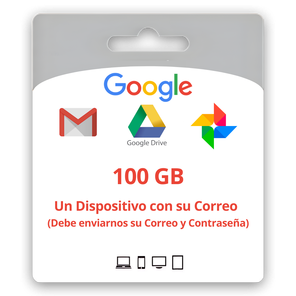 Espacio de Almacenamiento GMAIL 100 GB